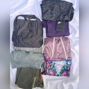 5 PC Athletic BUNDLE Mystery Yoga  Tops Leggings Sporty XS Ladies or GIRLS 14/16